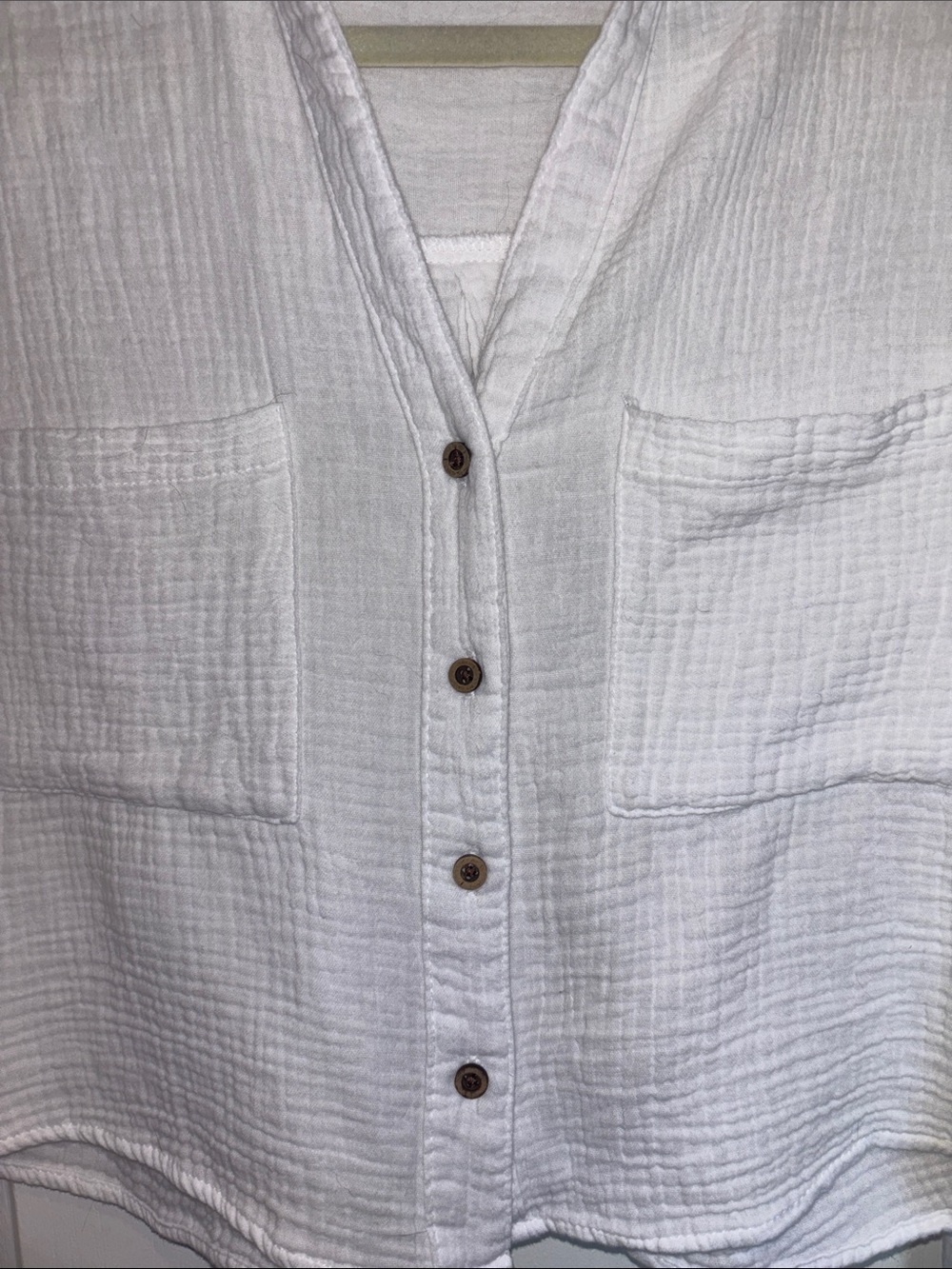 LOVE NOTES WHITE CRINKLED CROP TOP
L/S BUTTON DOWN SIZE MEDIUM ALL COTTON - Picture 3 of 8